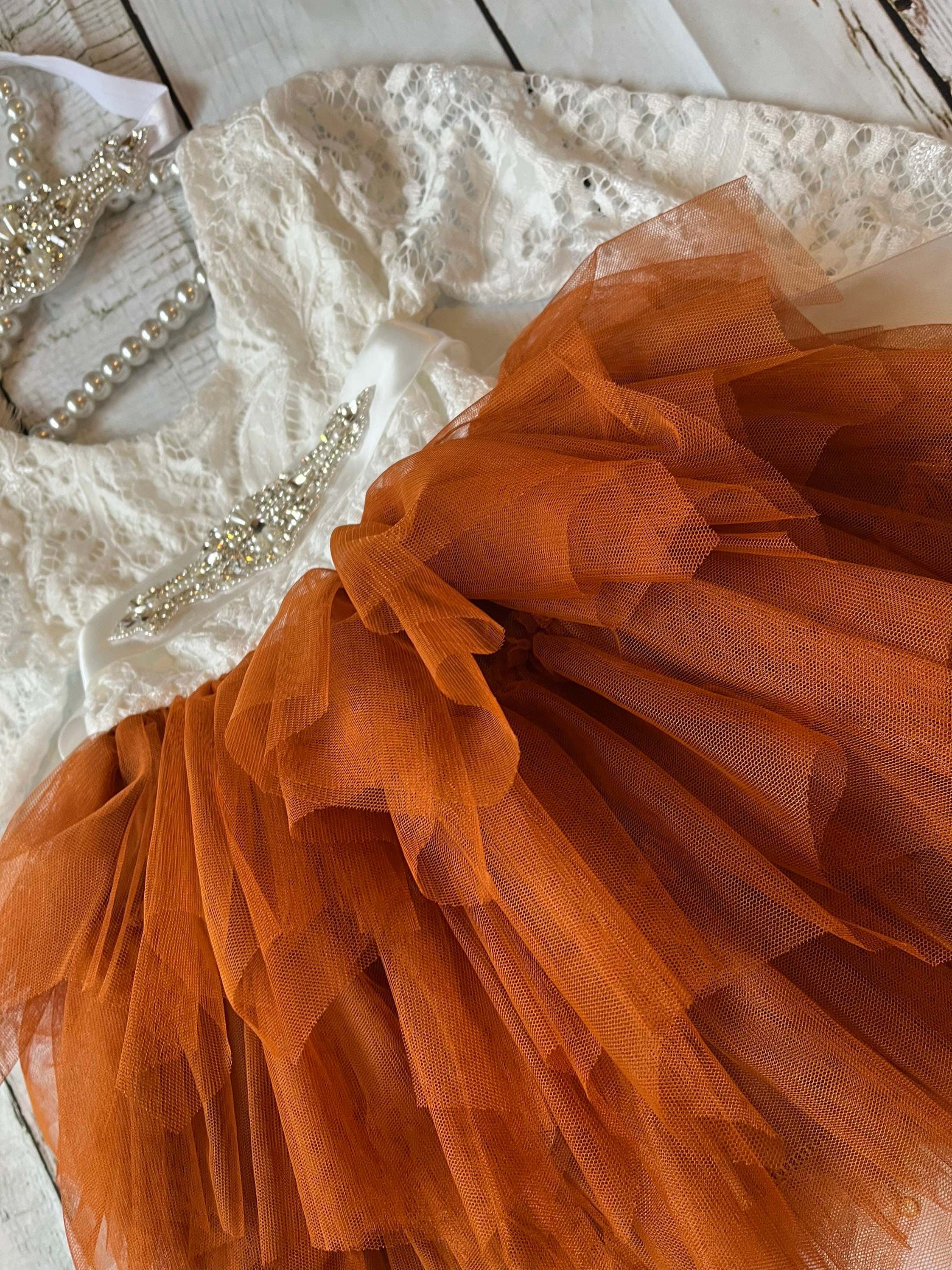 burnt orange tutu dress Dark Orange Tulle Tea Length Sexy Plunging Bridesmaid Homecoming Dress