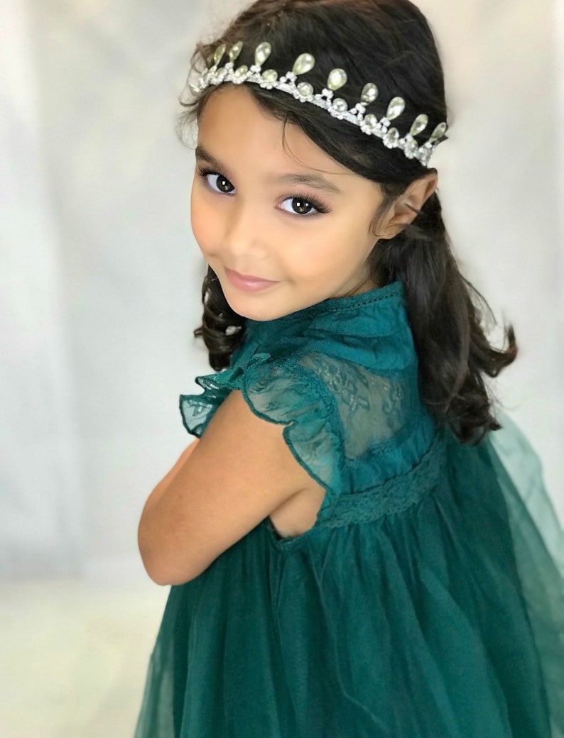 Girls Hunter Green Dress Hunter Green Girls Toddler Full Length Flower Girl  Dress  Lisa