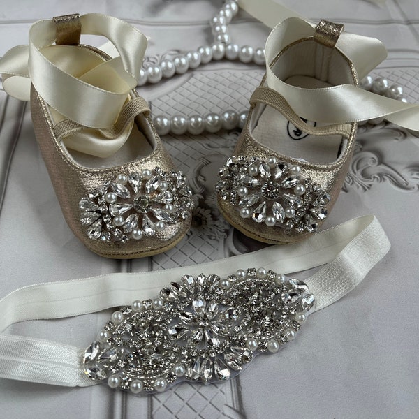 infant girl gold shoes