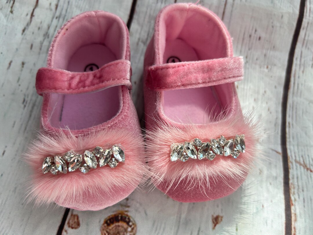 Pink Baby Booties, Rhinestone Princess Shoes, Pre-walker Soft Sole . - Etsy