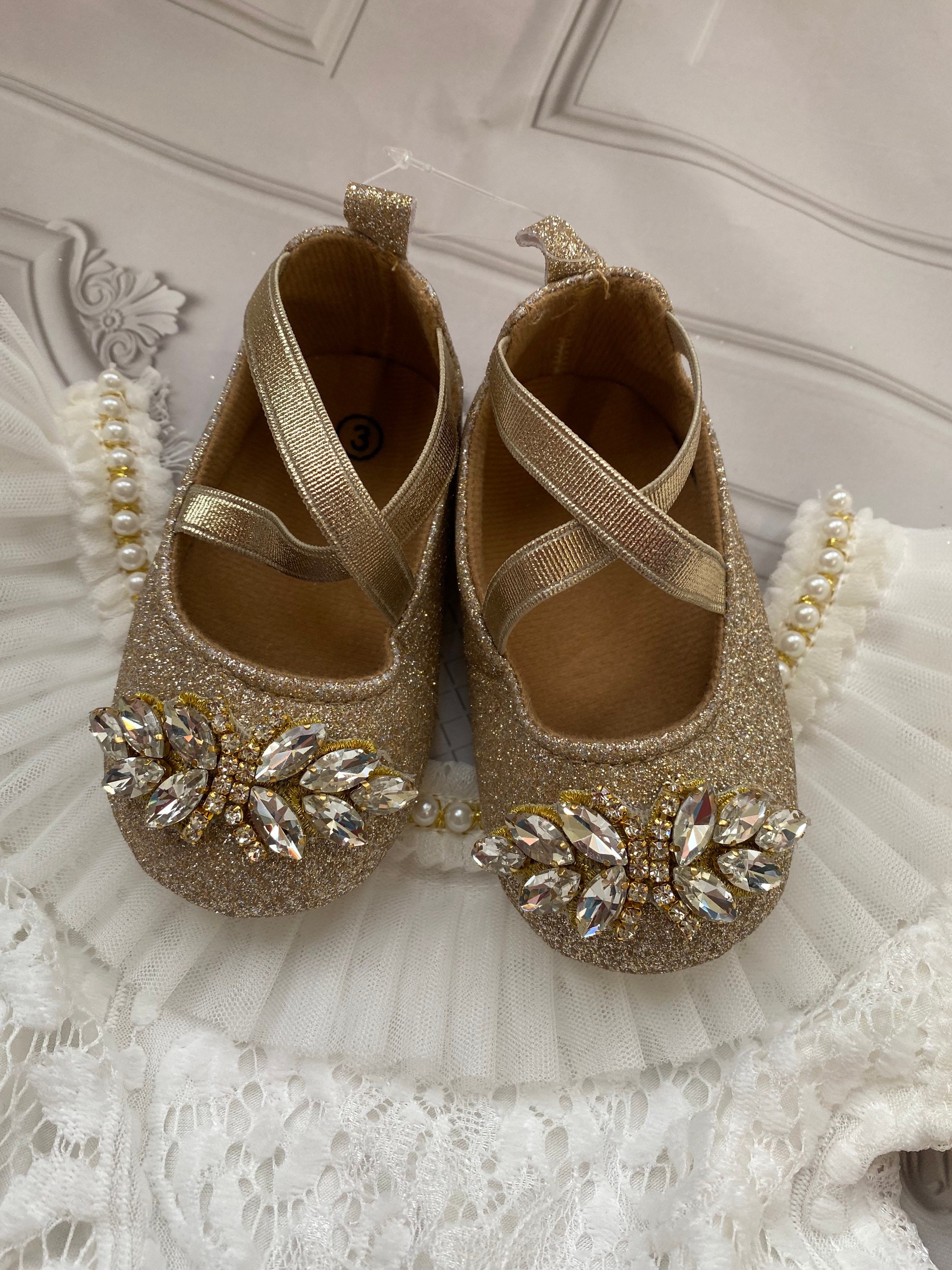 Baby Girl's Flat Sparkly Bowknot Toddler Princess Dress Shoes (Gold) – THEE  BRON