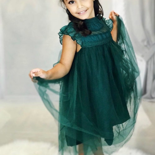 Hunter Green Lace Dressbaby Girl Dress flower Girl Etsy
