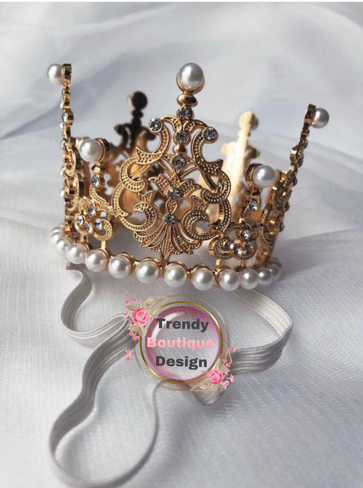 Gold Rhinestone Metal Crown Headband, Newborn Photo Prop,baby girl gift .