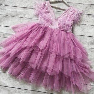 Lavender Flower  girl dress,  tulle tutu  Baby toddler dress little-girl  dress girl romantic dress, wedding dress.