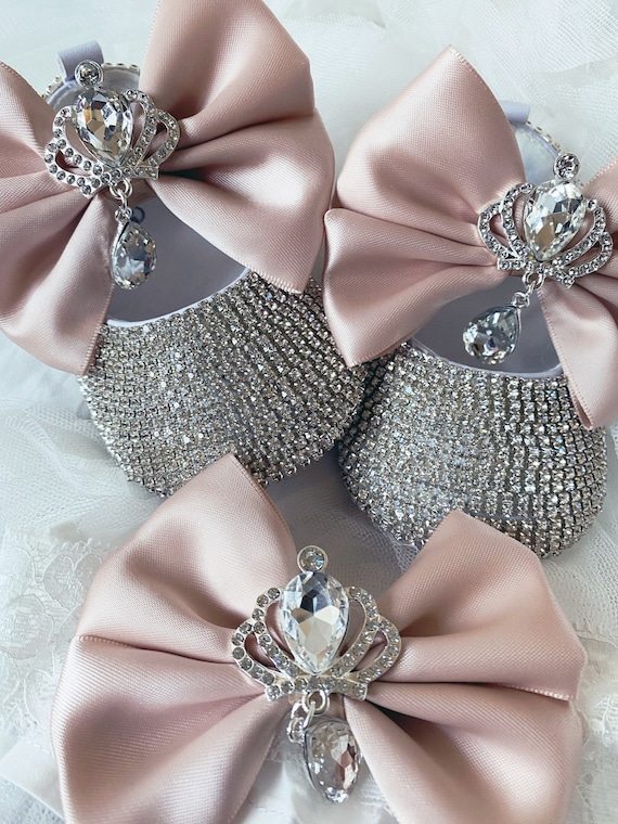 Baby Girl Shoes Headband Set Rhinestones Baby Shoes,newborn Baby Girl  Luxury Gift Set 