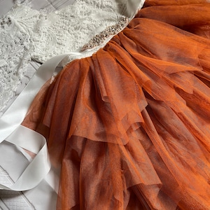 Burnt Orange Flower Girl Dress, Long Sleeves Lace Top,baby Toddler ...