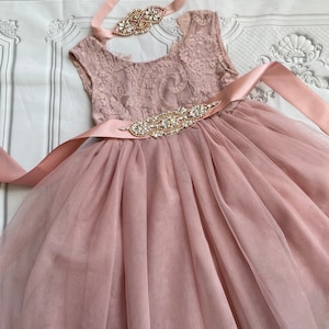Dark dusty pink flower girl dress,  Lace top,Baby  toddler dress,tulle tutu flower girl dress, holiday dress