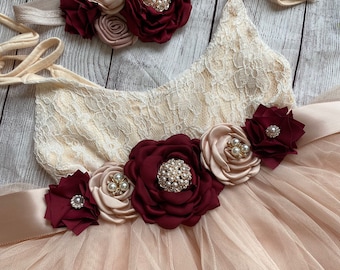 burgundy newborn dress