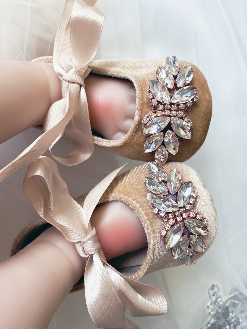 Tan-champagne Baby Girl Shoescrib Shoes1er Birthday Party - Etsy