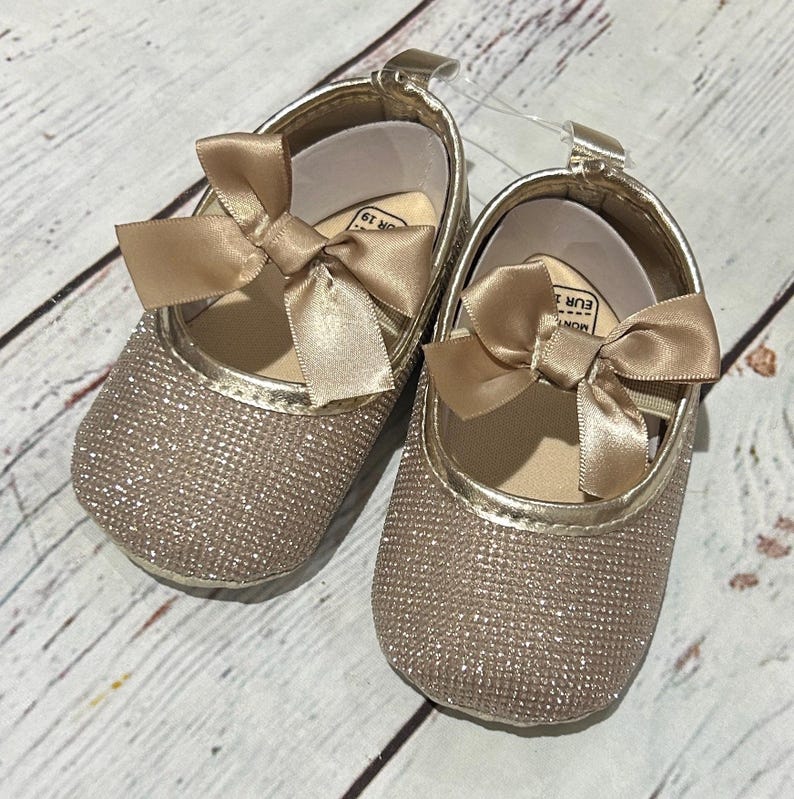 Baby Shoes , Gold Rhinestone, Soft Sole Crib Booties , 1st Birthday - Etsy
