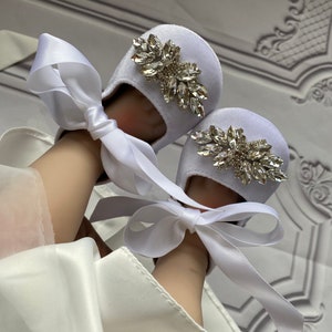 Weisse Baby Mädchen Schuhe,Krippe Schuhe,1er Geburtstag Party Hochzeit, Silber Strass Schuhe Babypartygeschenk.