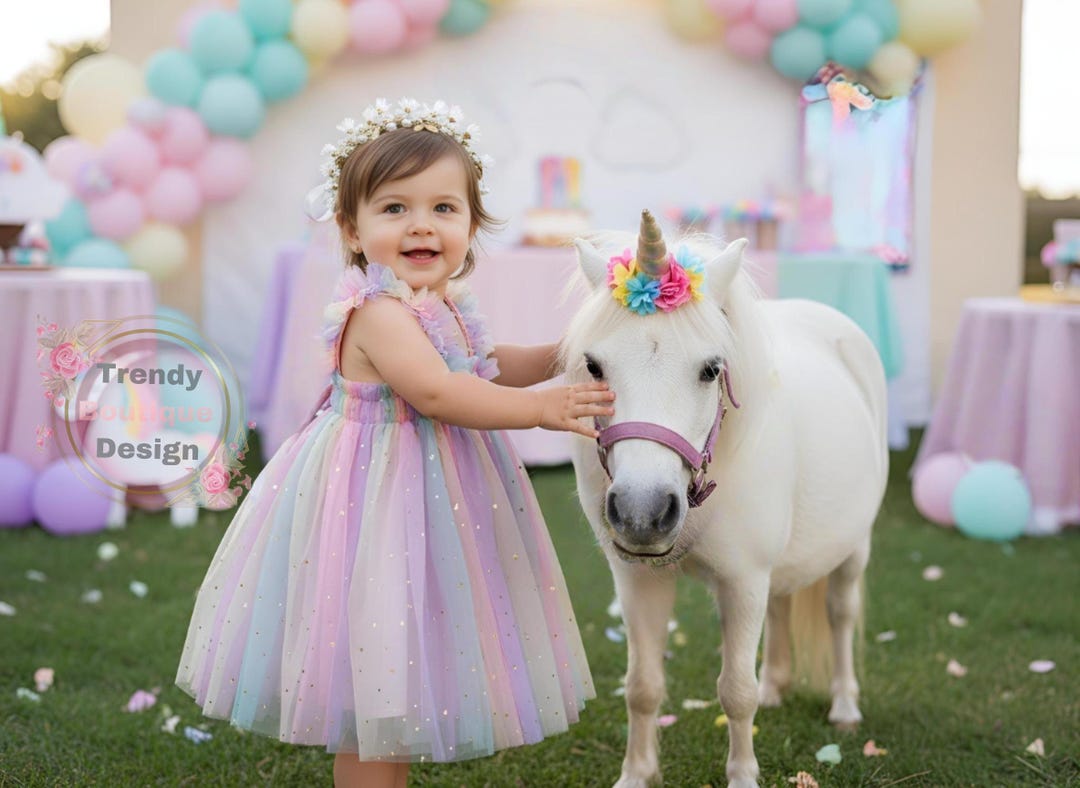 Rainbow,cotton candy tutu Dress 1st Birthday Dress baby girl , Cake Smash Outfit