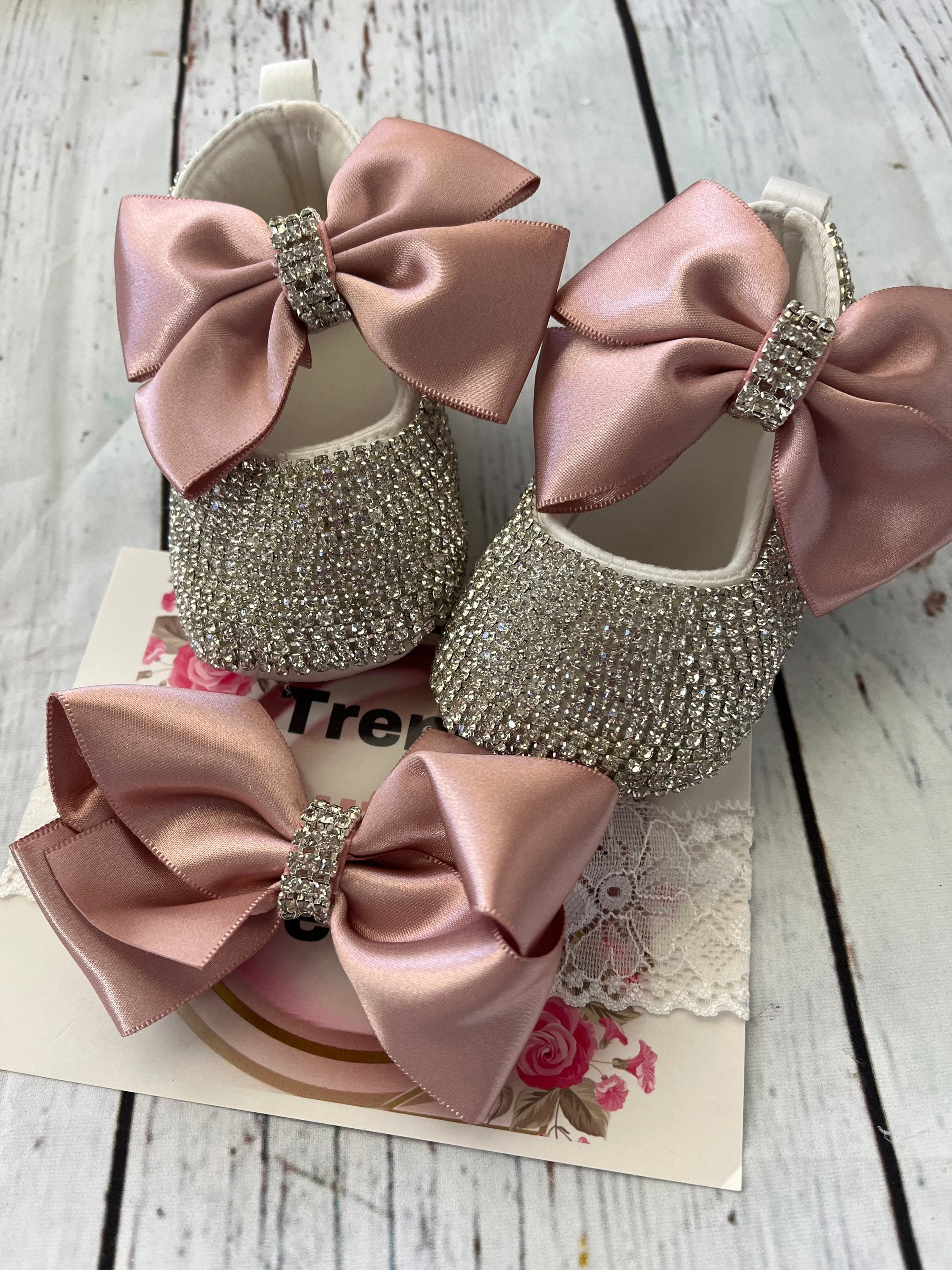 Chaussures bébé fille rose, chaussures de berceau, mariage de fête  d'anniversaire 1er, chaussures fille strass cadeau bébé fille fille. -   France