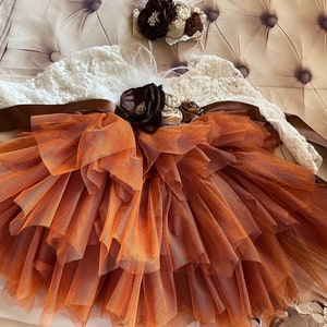 Burnt orange  Flower girl dress,  long sleeves Lace top,Baby  toddler dress,tulle tutu flower girl dress, 1ers Birthday dress