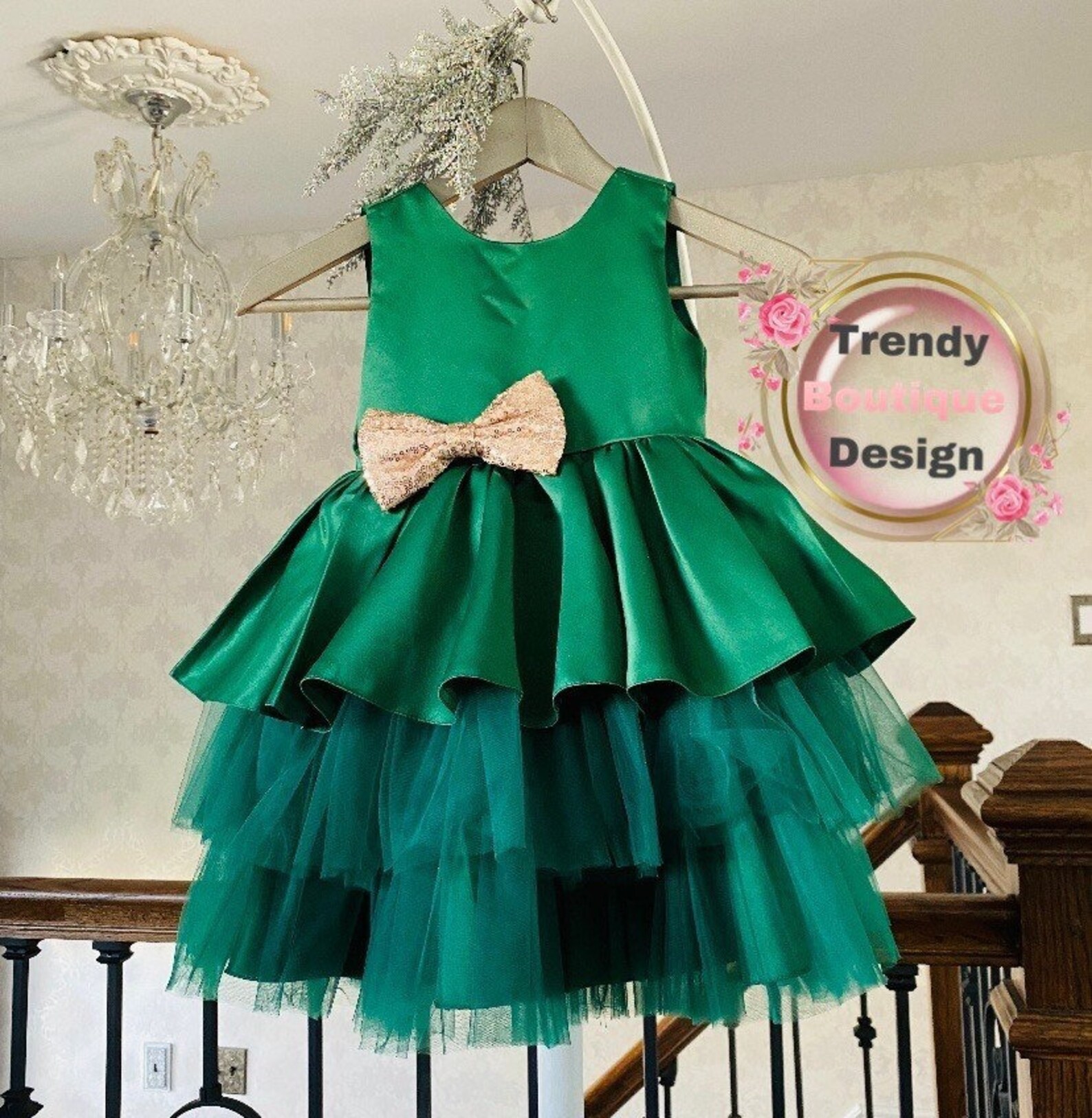 Green Christmas Dress hunter Green Dress Flower Girl Etsy