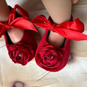 Baby-Mädchen rote Schuhe,Mädchen Geschenk rote KUNST Samt Schuhe,Baby-Booties