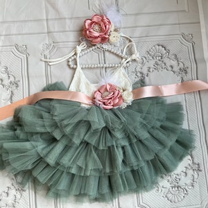 Sage Green Flower Girl Dress, Lace Top,baby Toddler Dress,tulle Tutu ...