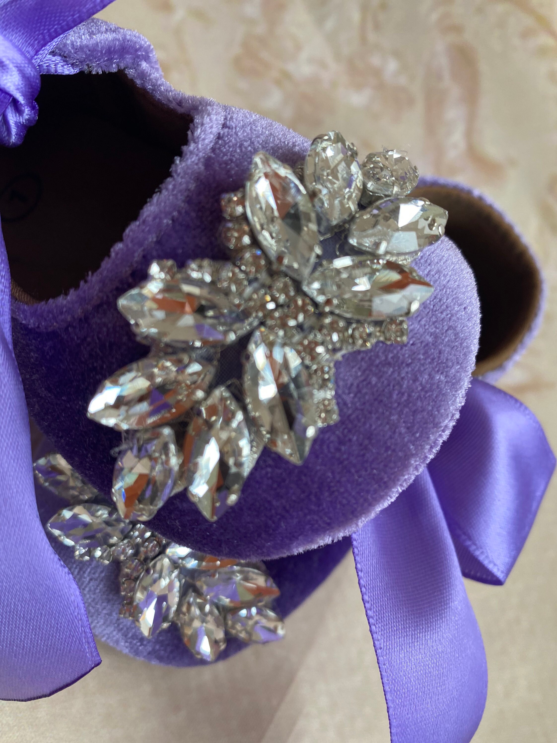 Purple Baby Girl Shoescrib Shoes1er Birthday Party Wedding Etsy