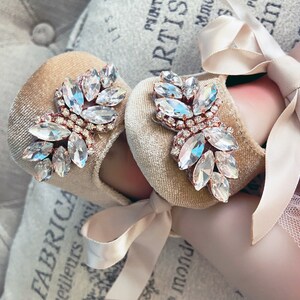 Tan-champagne Baby Girl Shoes,crib Shoes,1er Birthday Party Wedding ...
