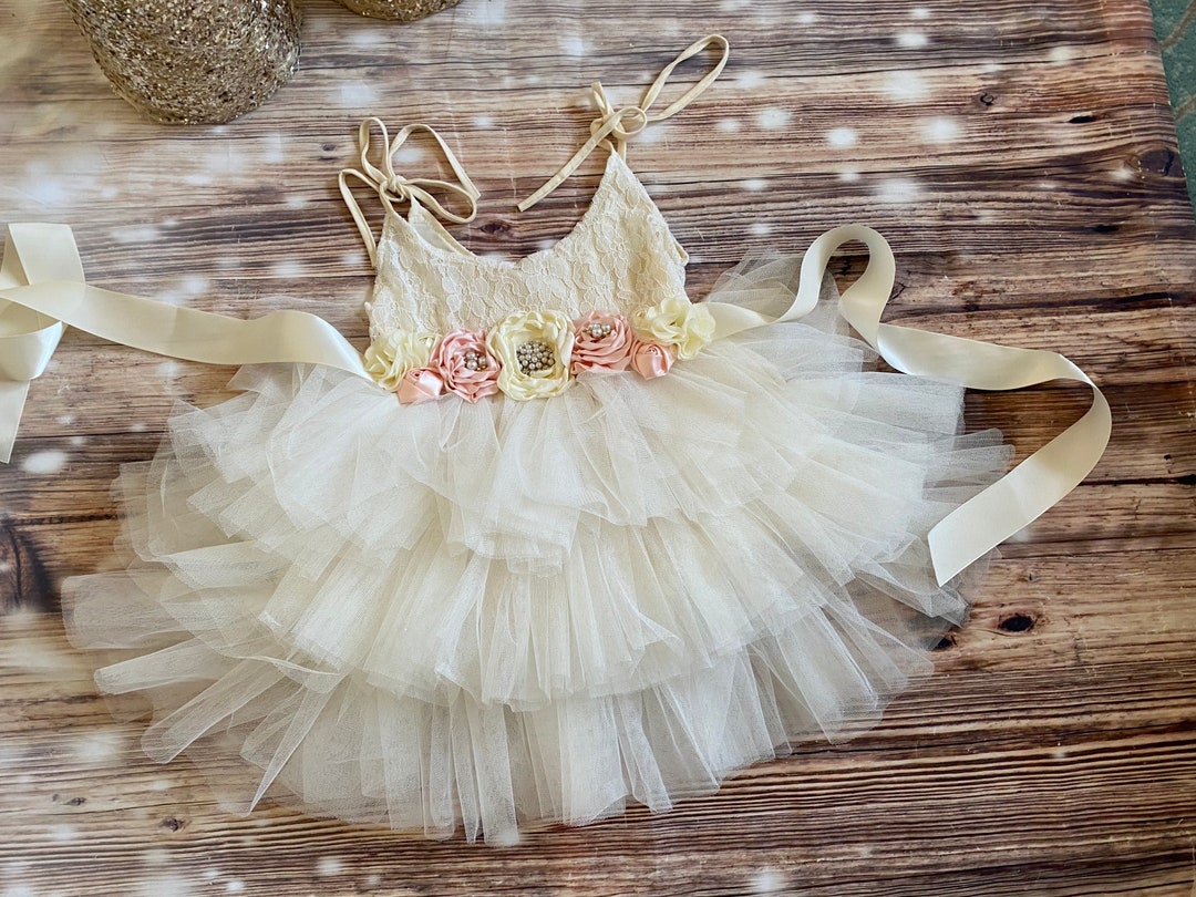 Ivory Tulle Flower Girl Dress 1ers Birthday Dress Lace - Etsy