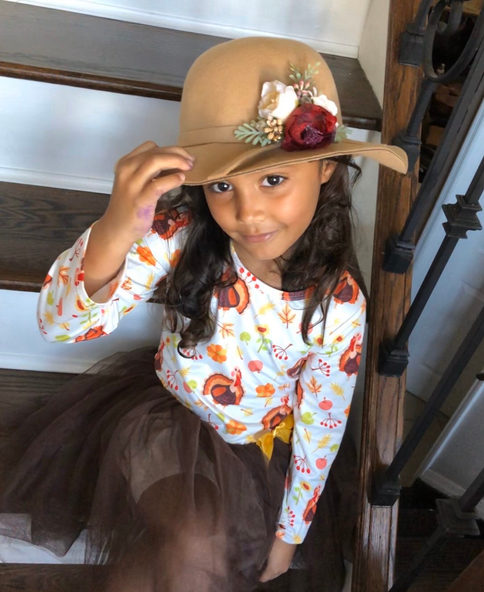 Baby Girl floppy hat Flower hat baby girl hat.camel felt Etsy