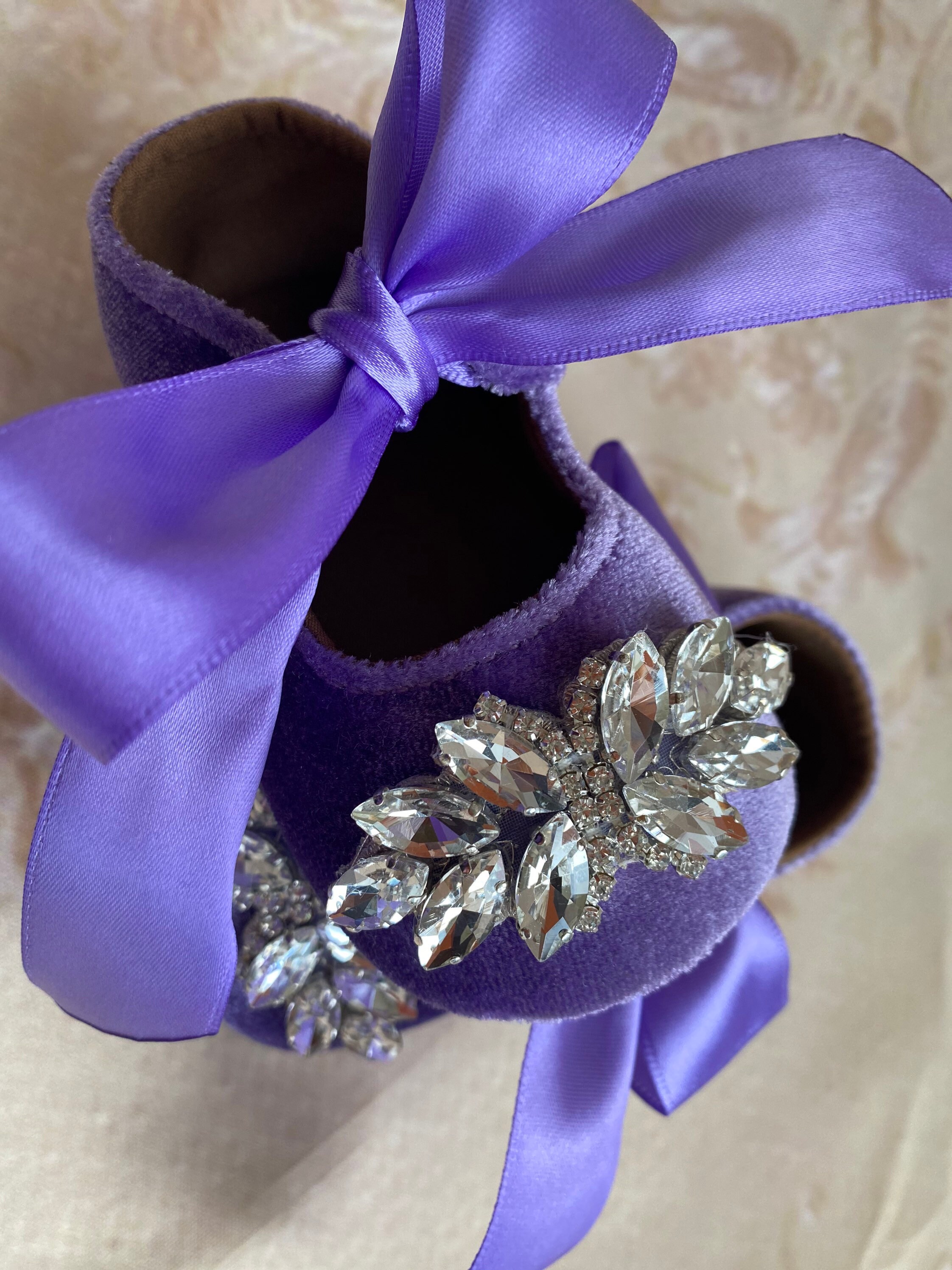Purple Baby Girl Shoescrib Shoes1er Birthday Party Wedding Etsy