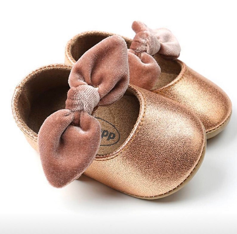 Baby Girl Shoes Girl Crib Shoes Rose Gold Faux Leather Etsy