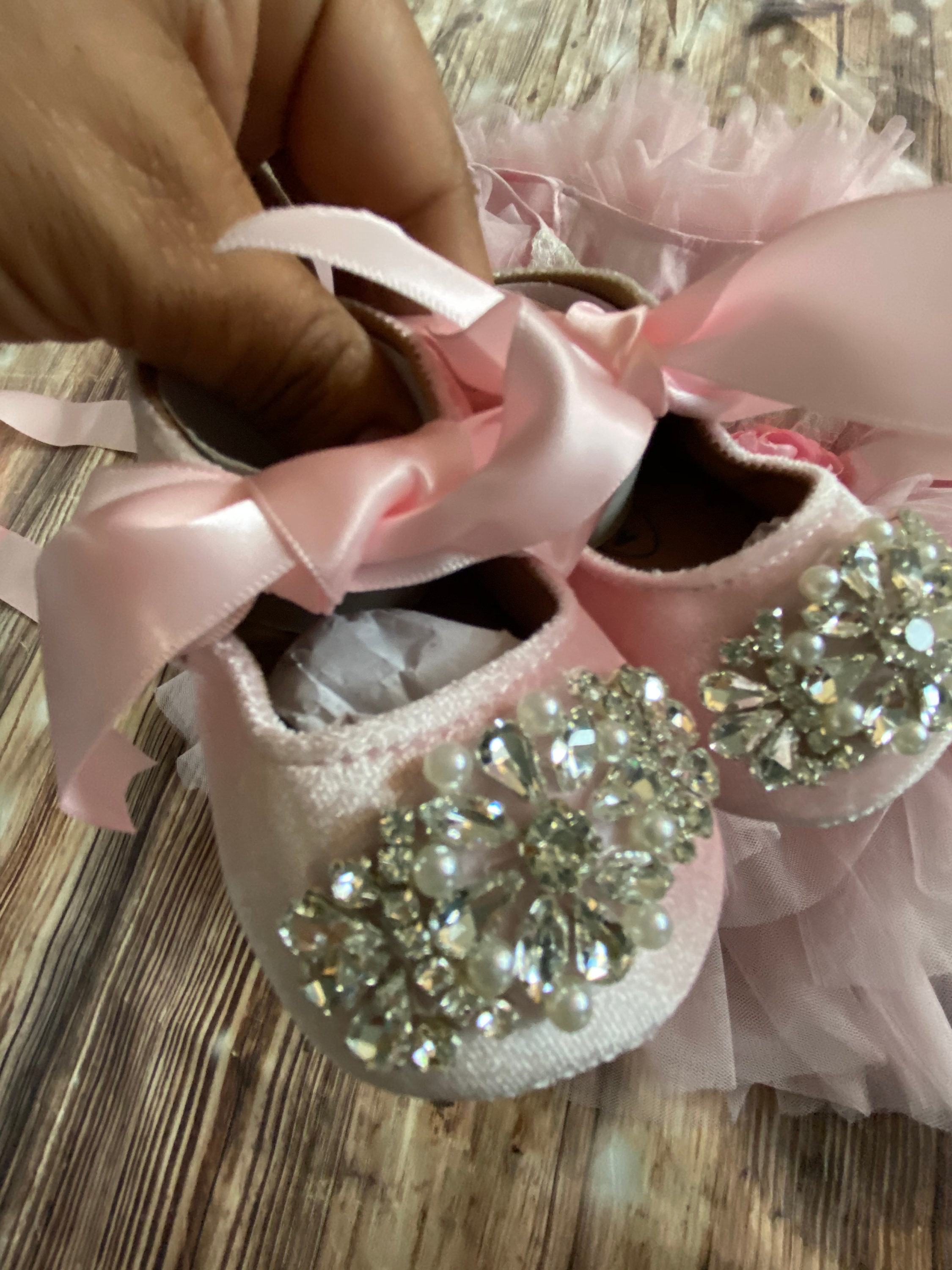 3-6 Mo Pink Baby Girl Shoescrib Shoes1er Birthday Party | Etsy
