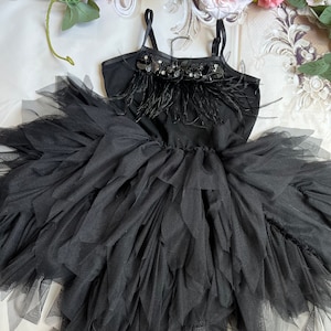 Baby girl black party dress, Flower girl dress,1st birthday Baby girl dress, black tutu dress,special occasion dress