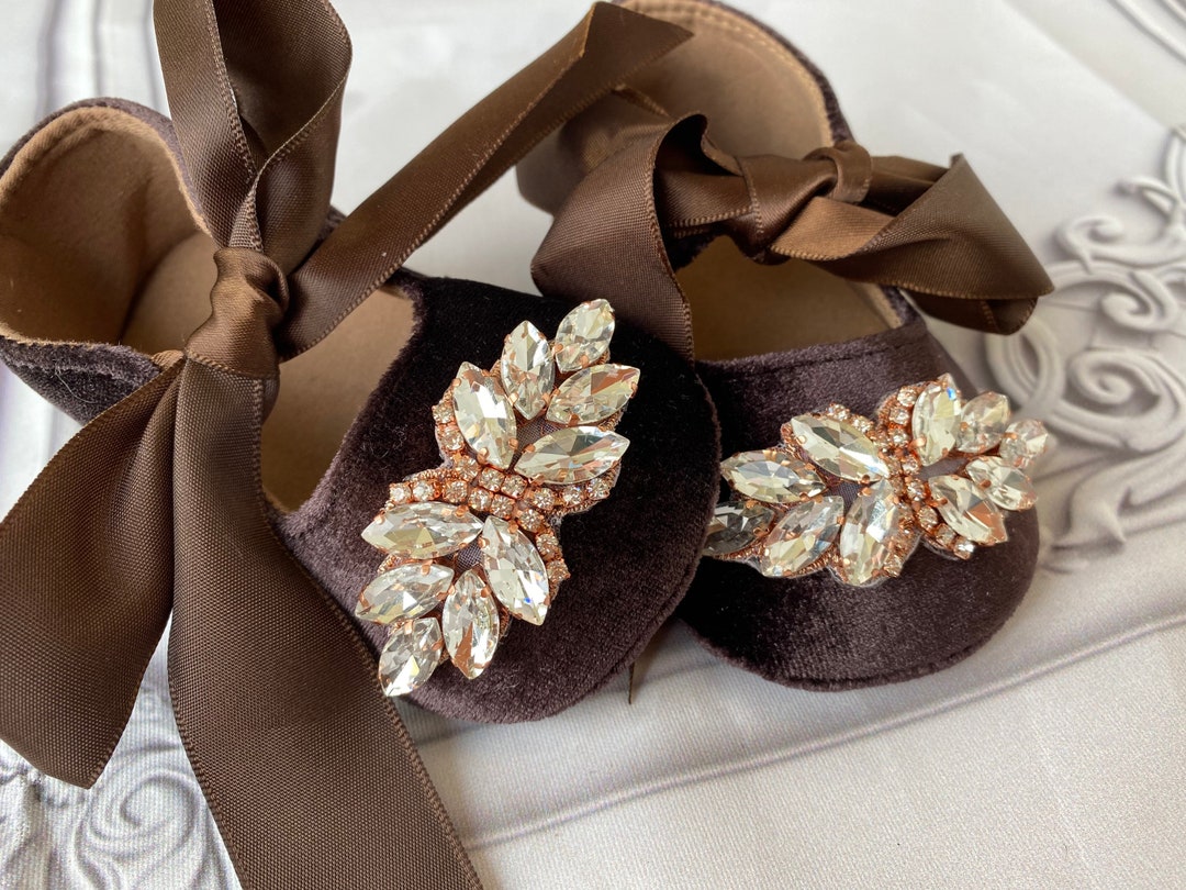 Brown Baby Girl Shoes,crib Shoes,1er Birthday Party Wedding, Rose Gold ...