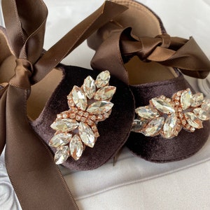 Braune Baby-Mädchenschuhe, Krippe Schuhe, 1er Geburtstag Party Hochzeit, Rose Gold Strass Mädchenschuhe Baby-Mädchen Mädchen Geschenk.