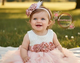 Vestido de tule blush para dama de honra: vestido de renda para festa de aniversário