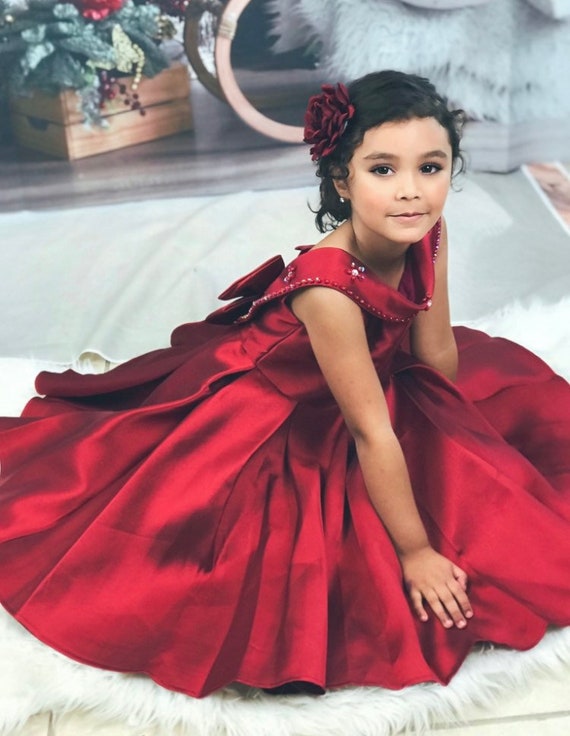 Size 4t dark Red Holiday Dress Flower 