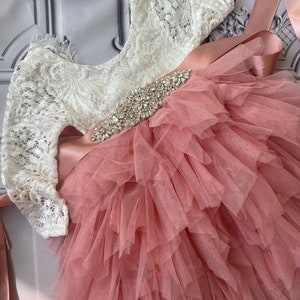 Flower girl dress,  Lace top,Baby toddler dress,tulle tutu  dress, holiday dress