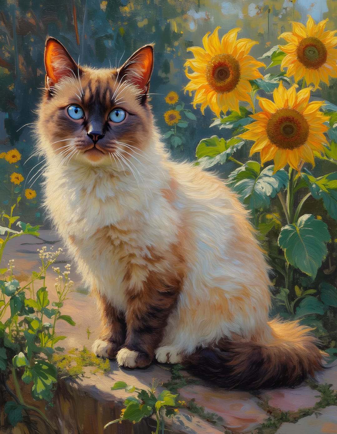 Blue Eyed Ragdoll Vintage Style, Modern Wallart for Cat Lover, - Etsy