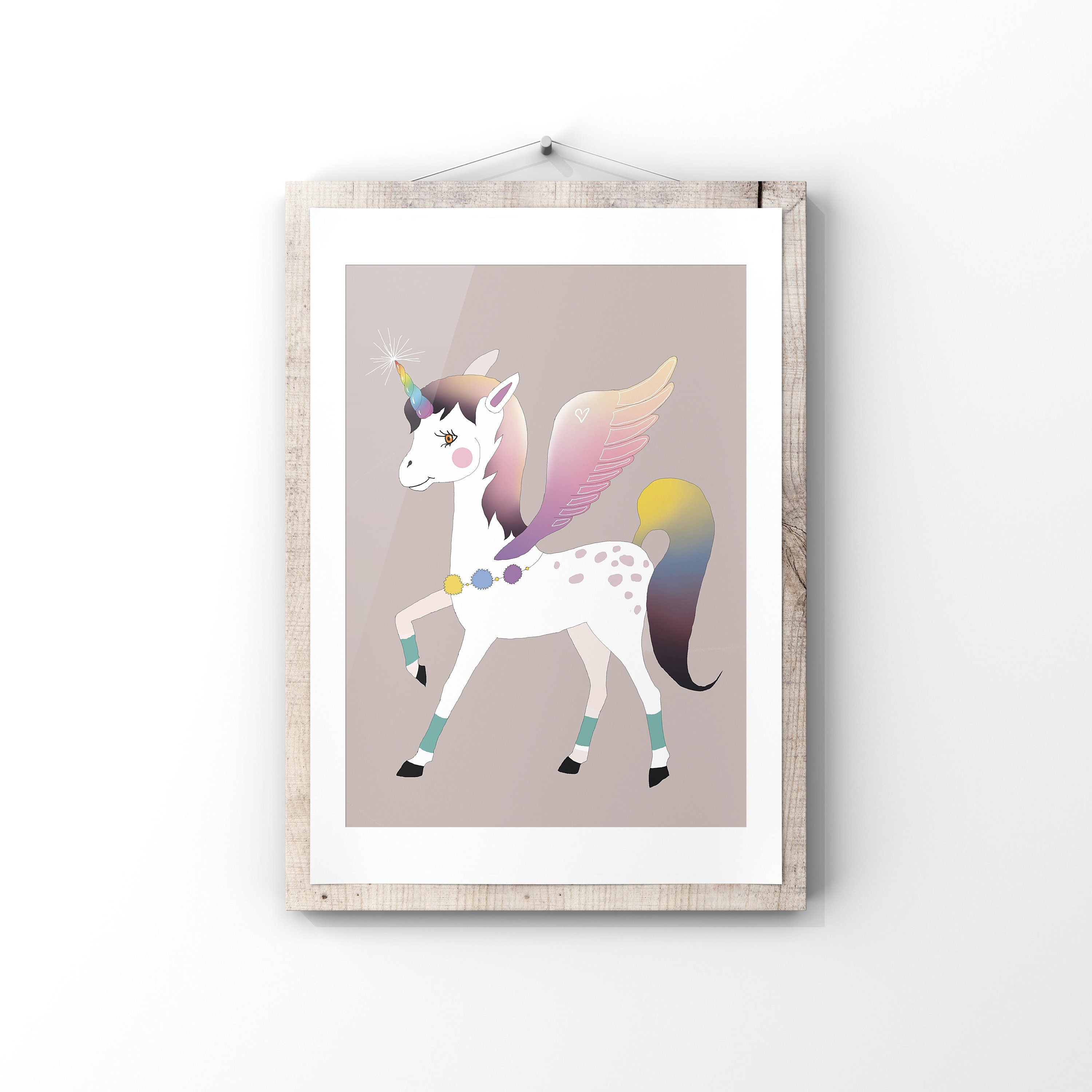 Affiche Licorne Arc-En-Ciel | Idée Cadeau Naissance Décoration Murale Chambre Bébé Affiche Pour Peti