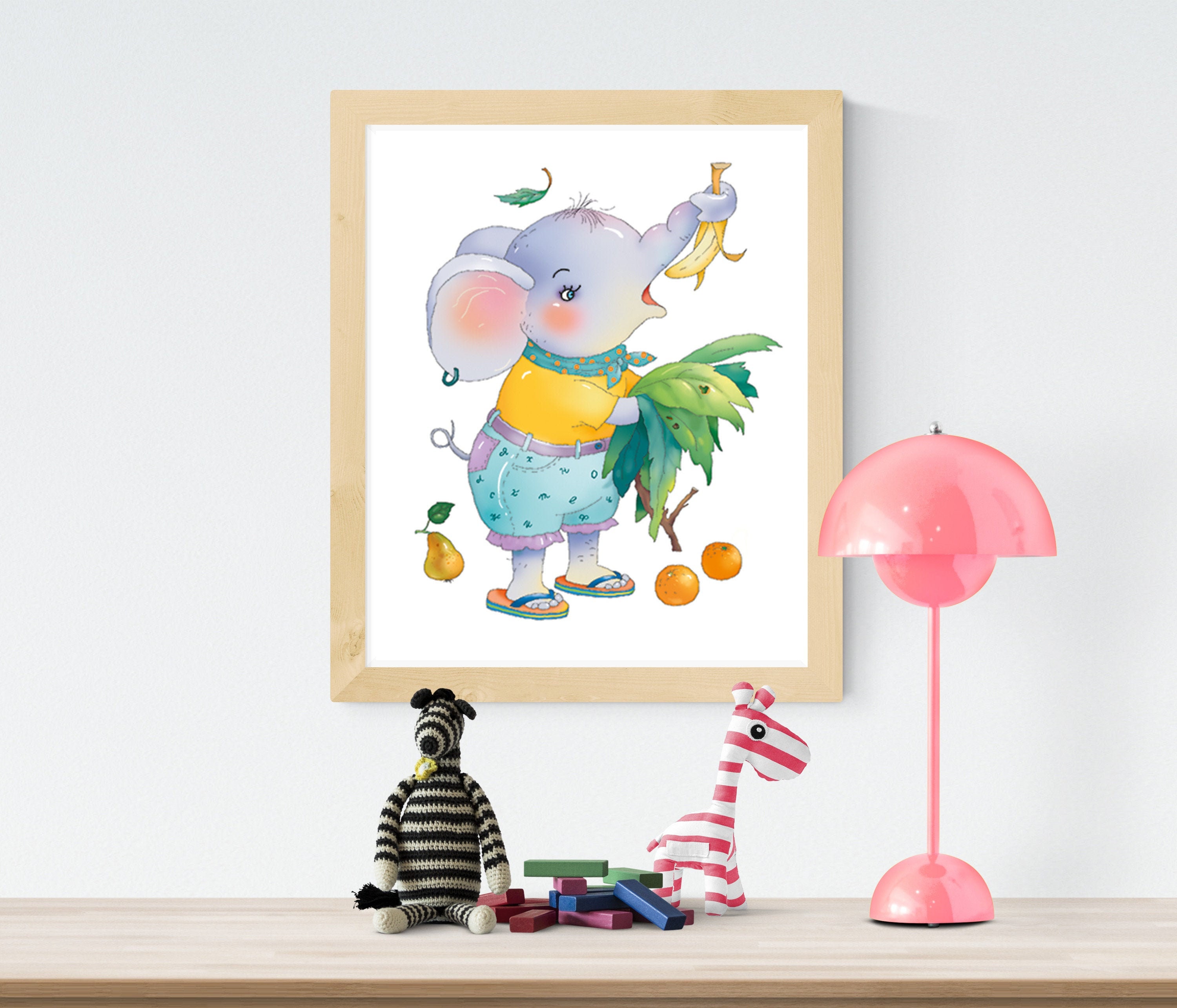 Affiche Petit Éléphant | Affiche Animaux de La Savane Décoration Murale Chambre Enfant Safari Pour |