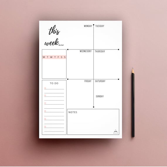 printable weekly planner a4 download insert etsy