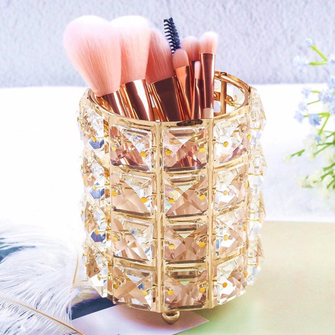 Gold Brush Holder Cosmetic Organizer Makeup Organizer Gold Etsy