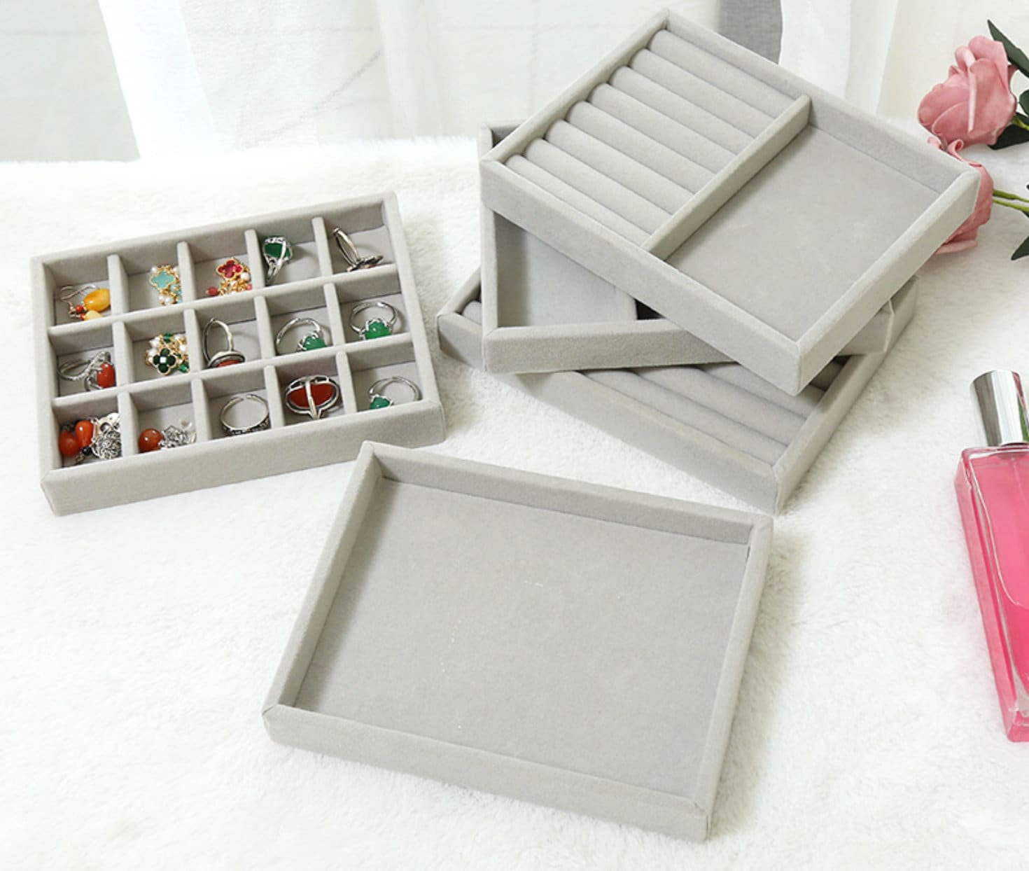 Jewelry Organizer Velvet Trays, Jewelry Tray, Jewelry Box, Jewelry