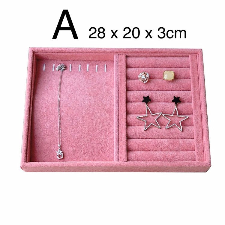 20*15*3cm Velvet Earring Organizer Tray Jewelry Display Case Holder Storage Box 