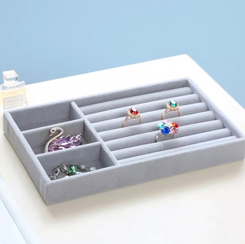 Large Jewelry Organizer Velvet Trays Jewelry Box Jewelry Etsy