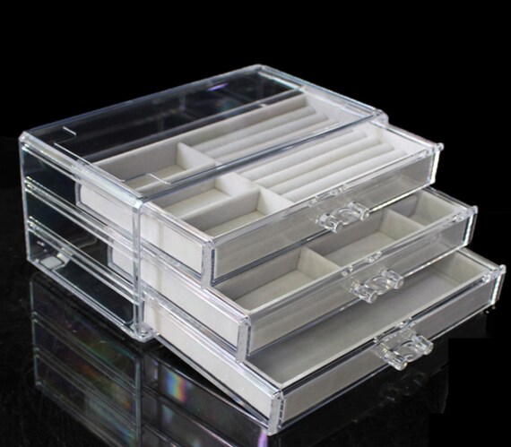 Jewelry Organizer Jewelry Drawers Ring Box Velvet Tray Etsy