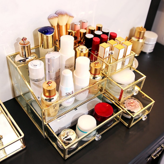 Bronze Makeup Organizer Perfume Organizer Cosmetics Storage 