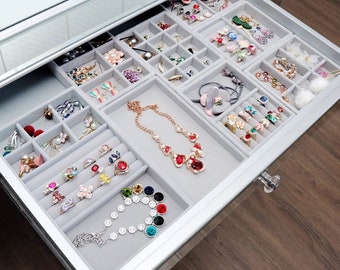 Large Jewelry Organizer Velvet Trays, Jewelry Box, Jewelry Tray, Jewelry Display, Jewellery Case, Dresser Drawer Inserts, Velvet Tray