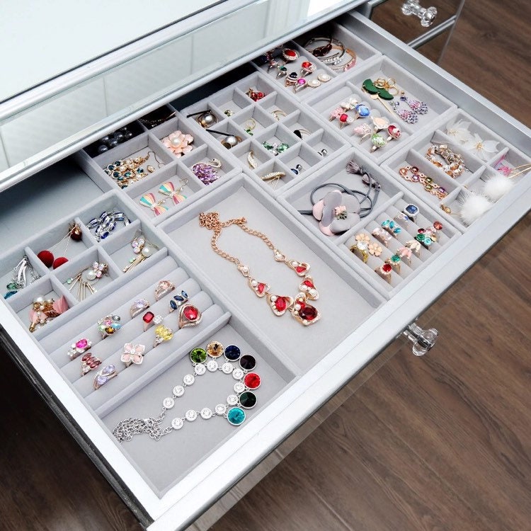 3PCS Jewelry Storage Jewelry Drawer Organizer Inserts Jewelry Tray Organizer