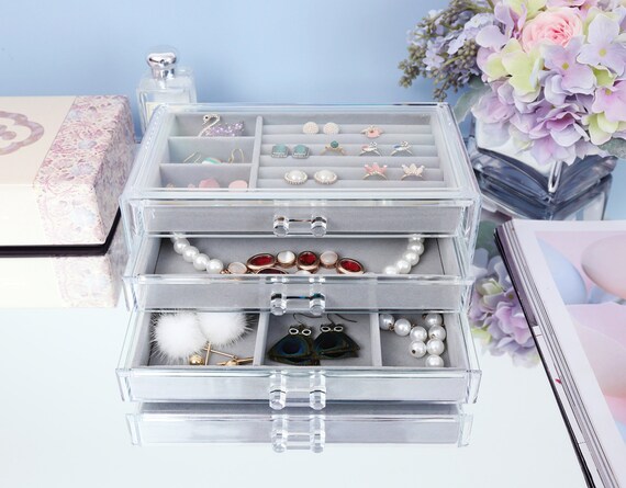 Jewelry Organizer Jewelry Drawers Ring Box Velvet Tray Etsy