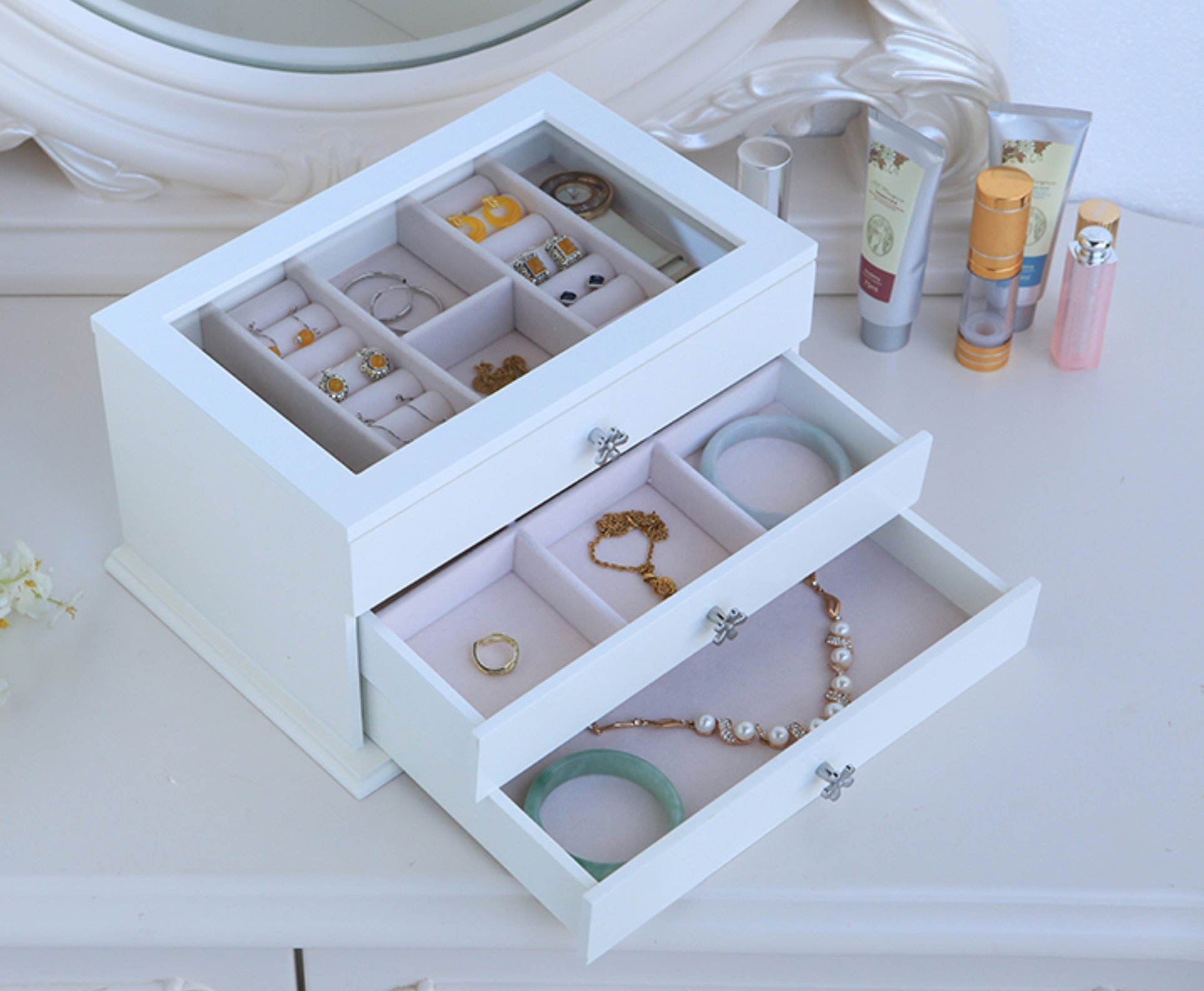 Wooden Jewelry Organizer Storage Box Bracelet Bangle Etsy