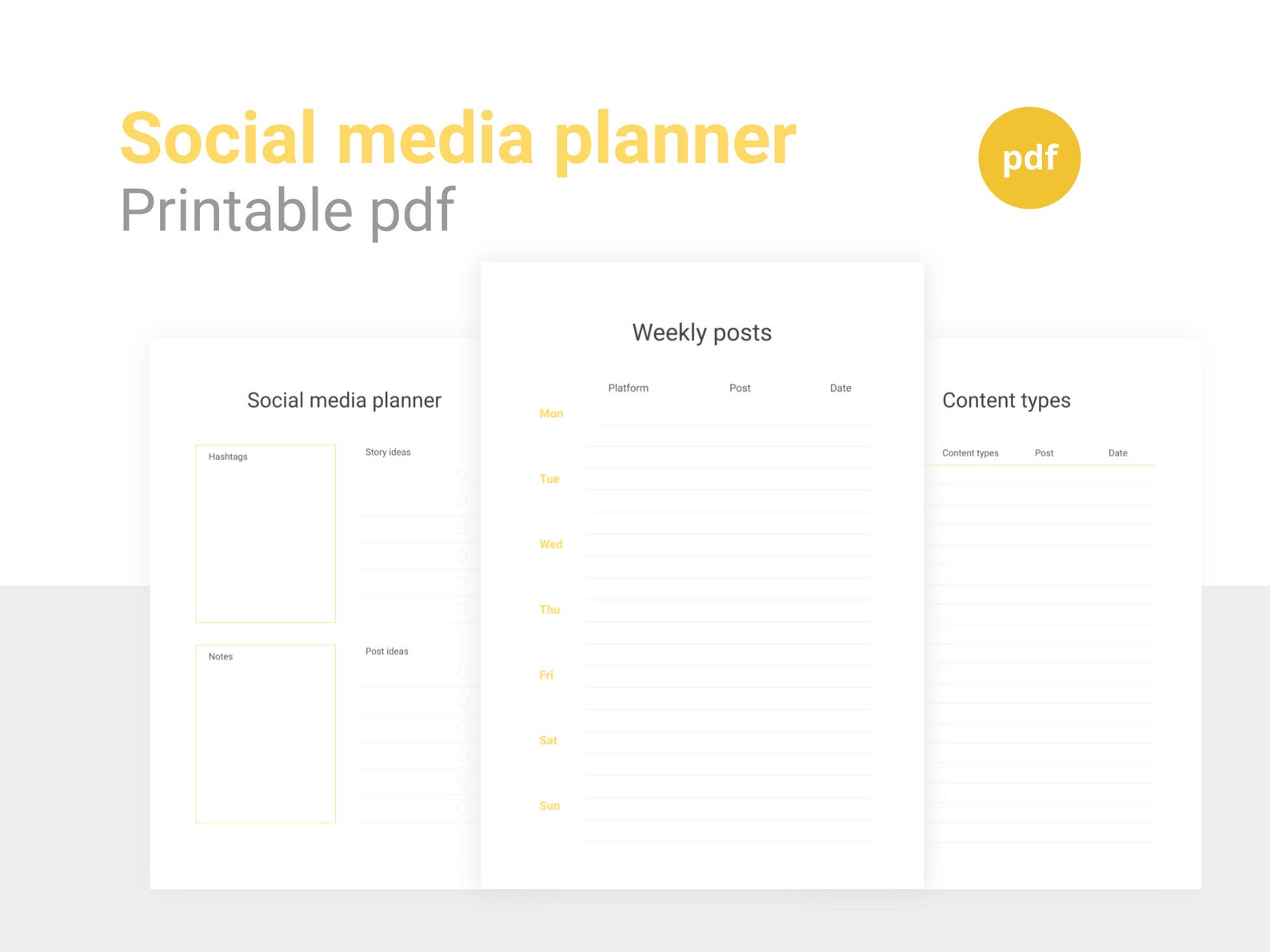 Social Media Planner Printable PDF A4 Digital download | Etsy
