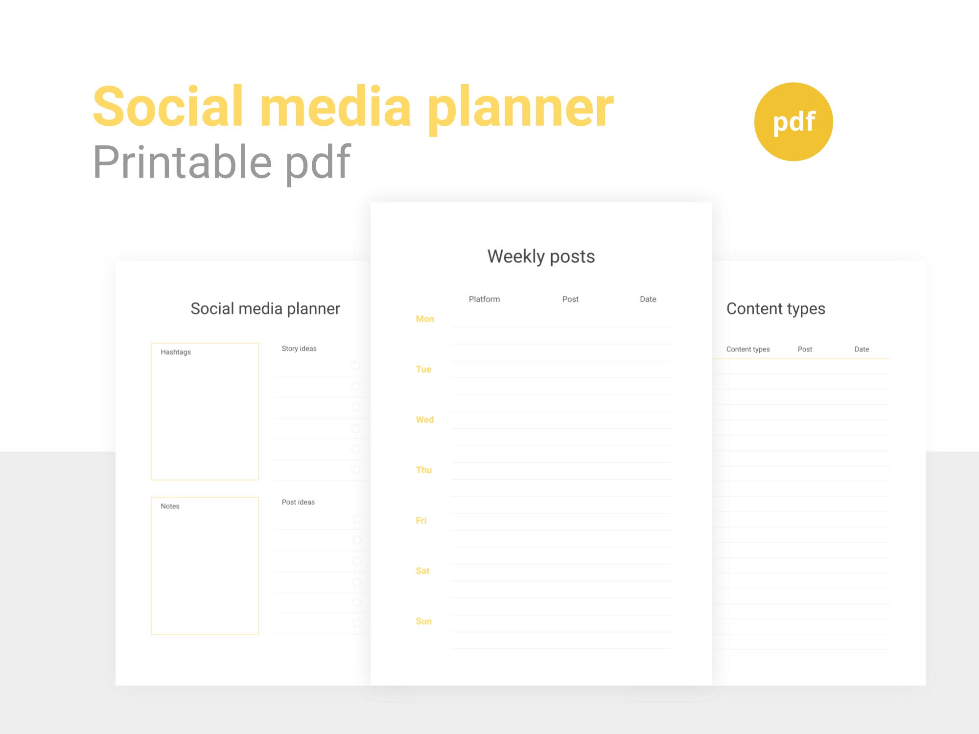 Social Media Planner Printable PDF A4 Digital Download - Etsy UK